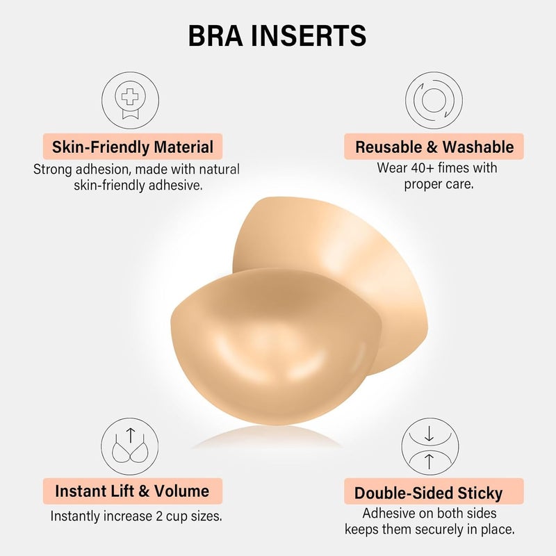 Tripsky Double-Sided Sticky Bra Inserts - Invisible Lift Adhesive Bra Pads - Deimi Push Up Pads - Reusable & Washable Breast Pads - Image 3